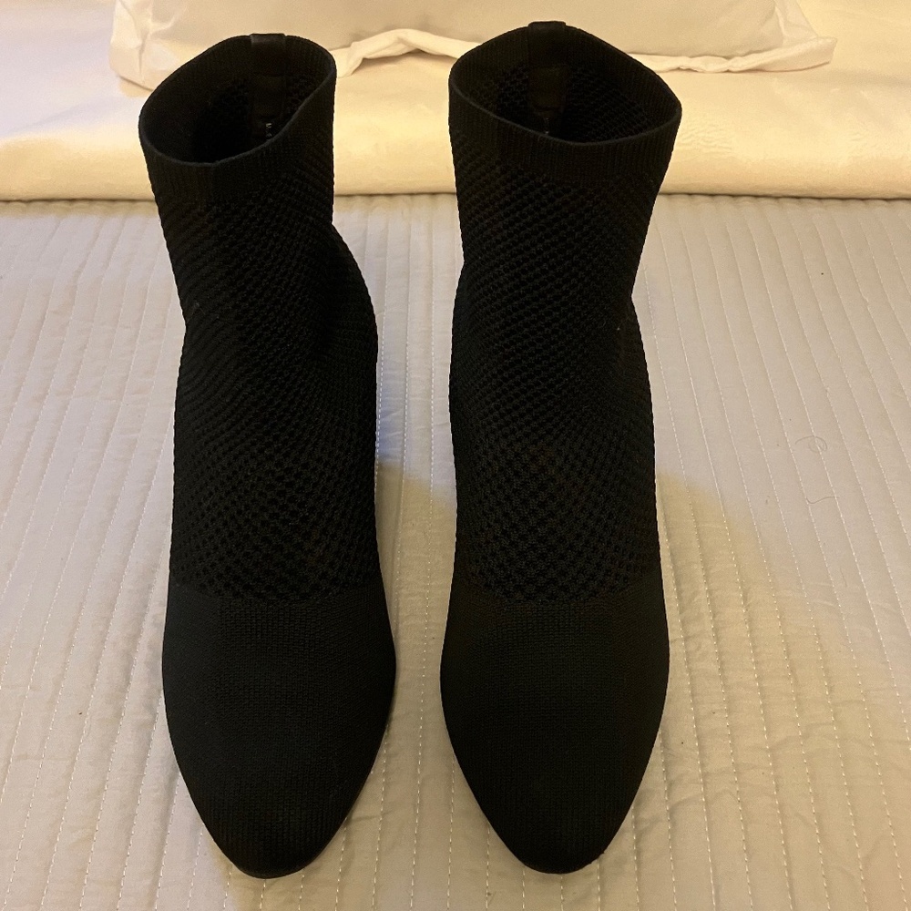 Eileen Fisher Boots Women Black Knit Stretch Fabric - Size 7 1/2